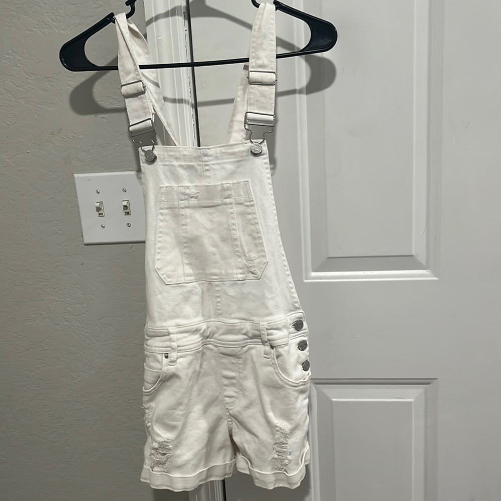 White Jean Overalls. Refuge, Size 8